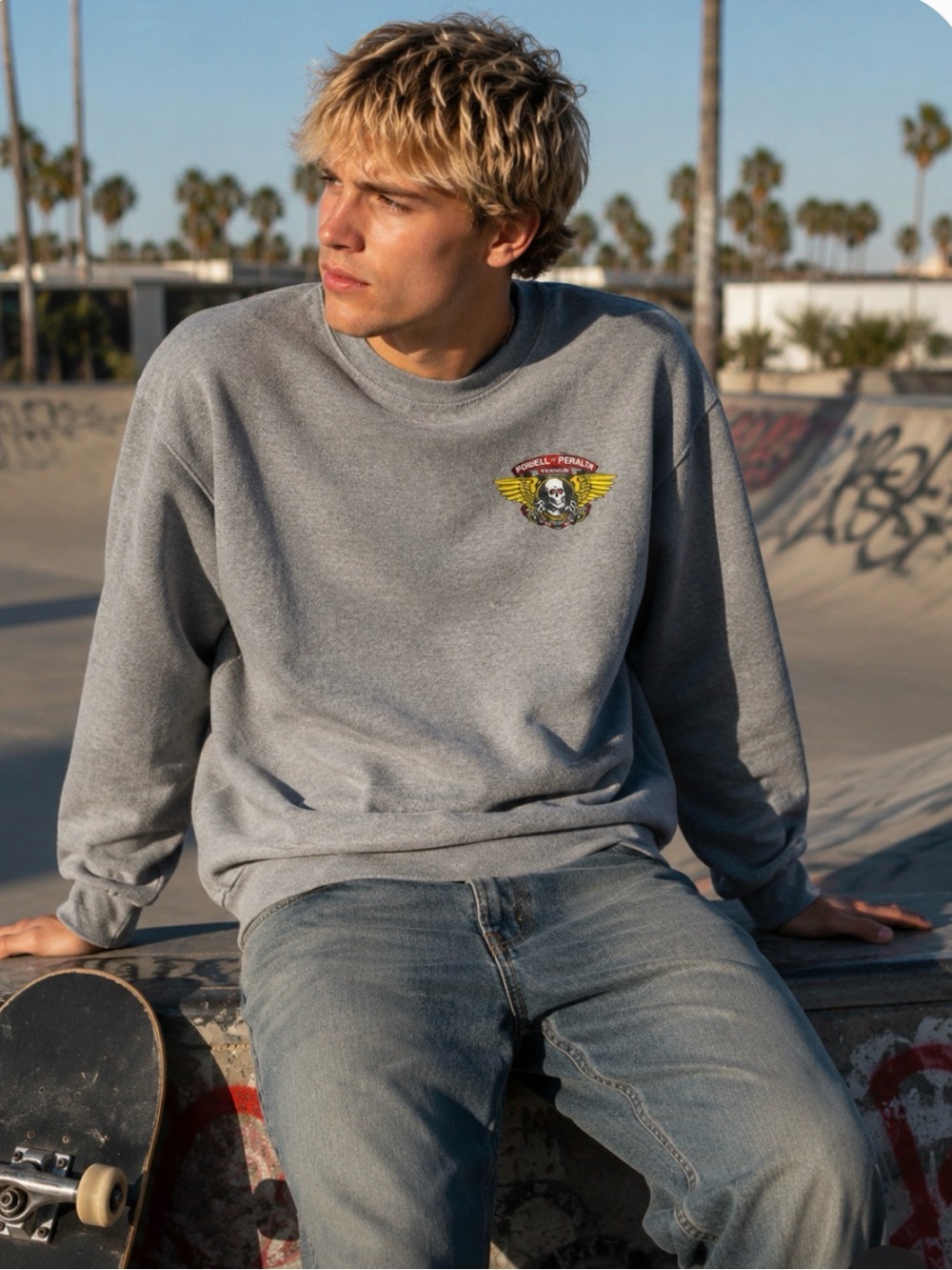 Y2K Powell Peralta Small Crewneck - Amazing Graphic- Skater, Grunge